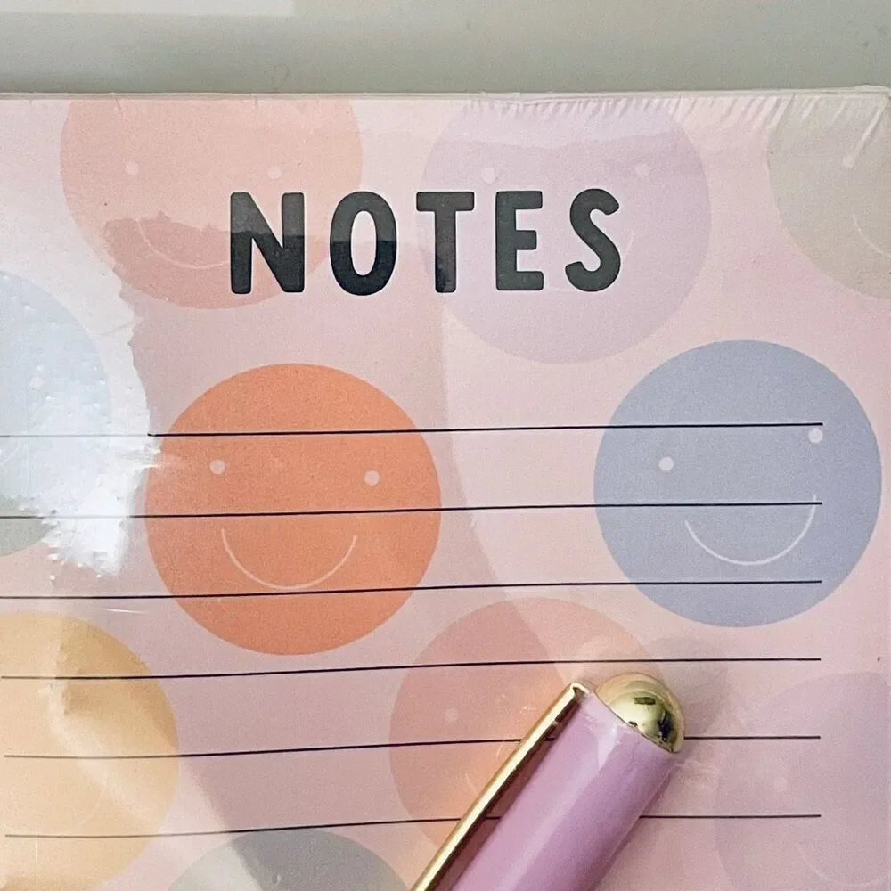 NWT ECCOLO Magnetic Smiley Emoji Happy Face Shopping,To do List Notepad with Pen